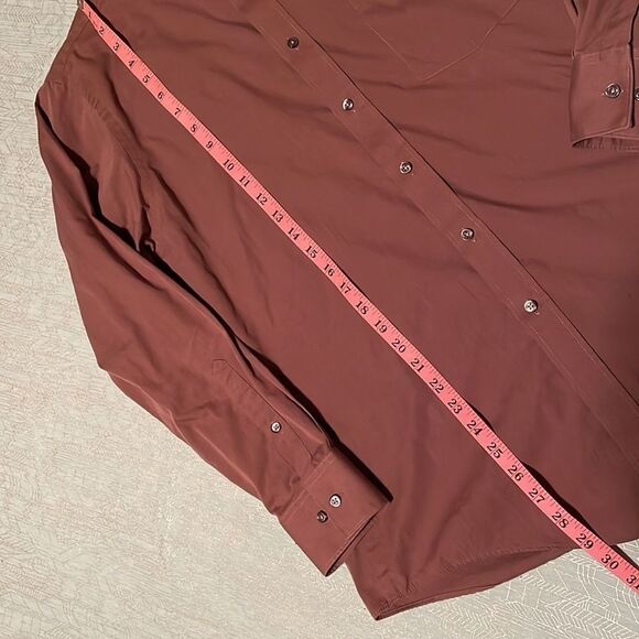 VAN Heusen Fitted Chambray Brown Men’s Button Down Dress Shirt Size 15 1/2 32/33 - Picture 5 of 12